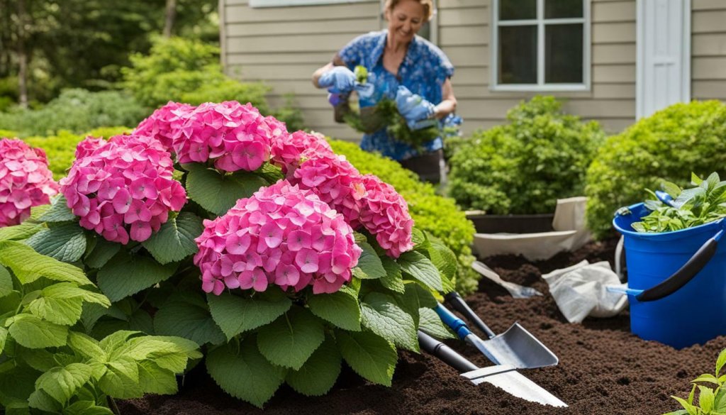 Healthy hydrangea shrub